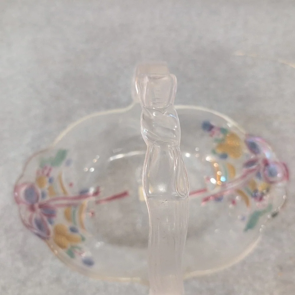 Mikasa Celebrations Holiday Bells‎ Colored Glass Oval Basket Christmas Handle - Picture 4 of 10